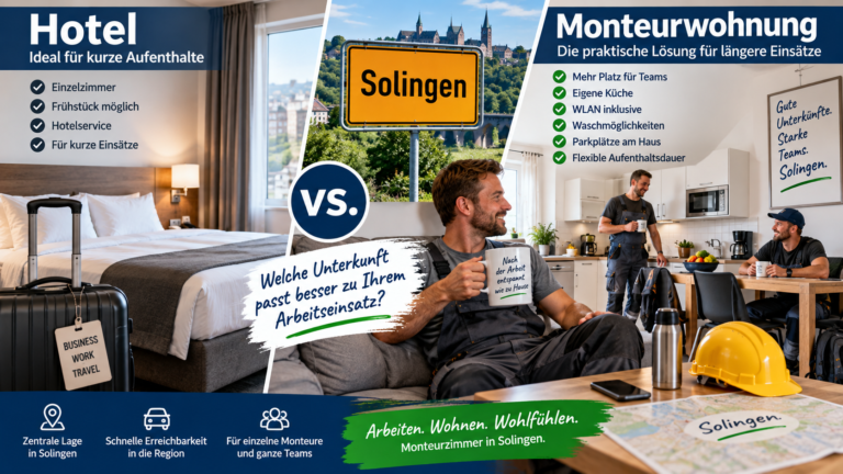 Monteurwohnung oder Hotel in Solingen