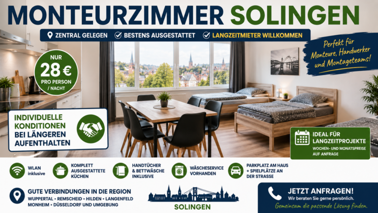 Monteurzimmer in Solingen 2026